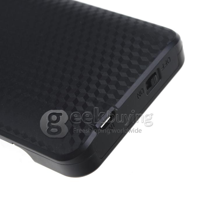 3800mAh External Power Bank Backup Battery Charger Stand Case for HTC One M7 - Black
