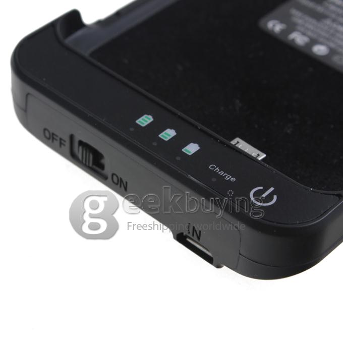 3800mAh External Power Bank Backup Battery Charger Stand Case for HTC One M7 - Black