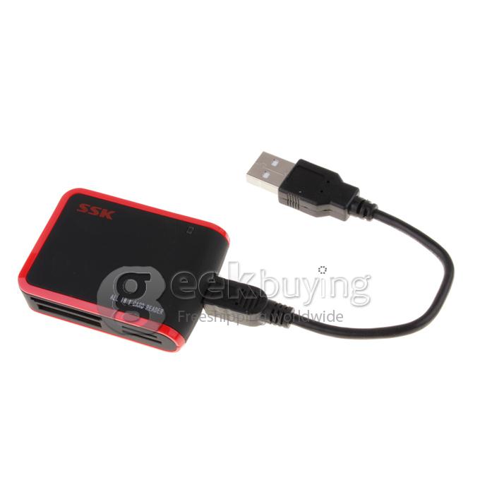 SSK SCRM029 ALL-IN-1 Card Reader - Black and Red