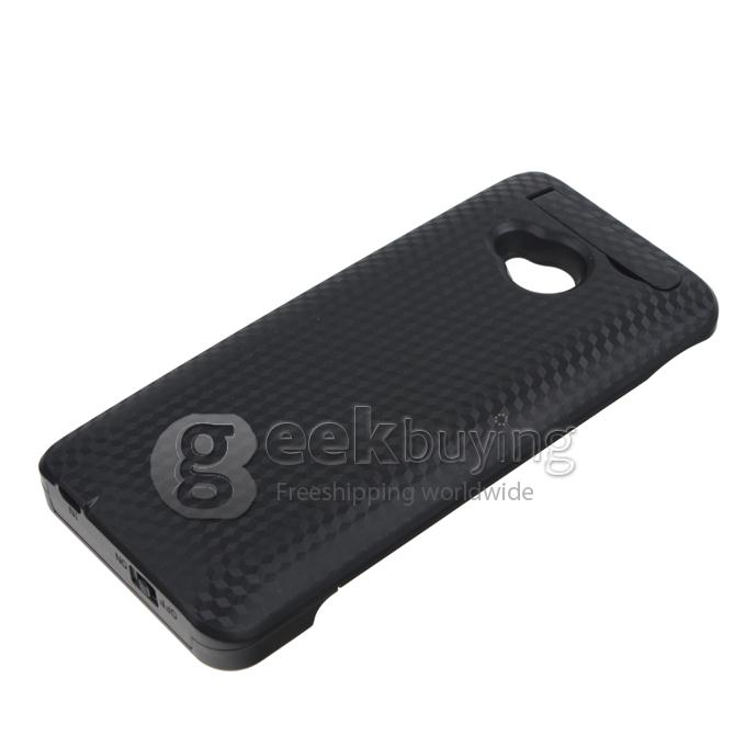 3800mAh External Power Bank Backup Battery Charger Stand Case for HTC One M7 - Black