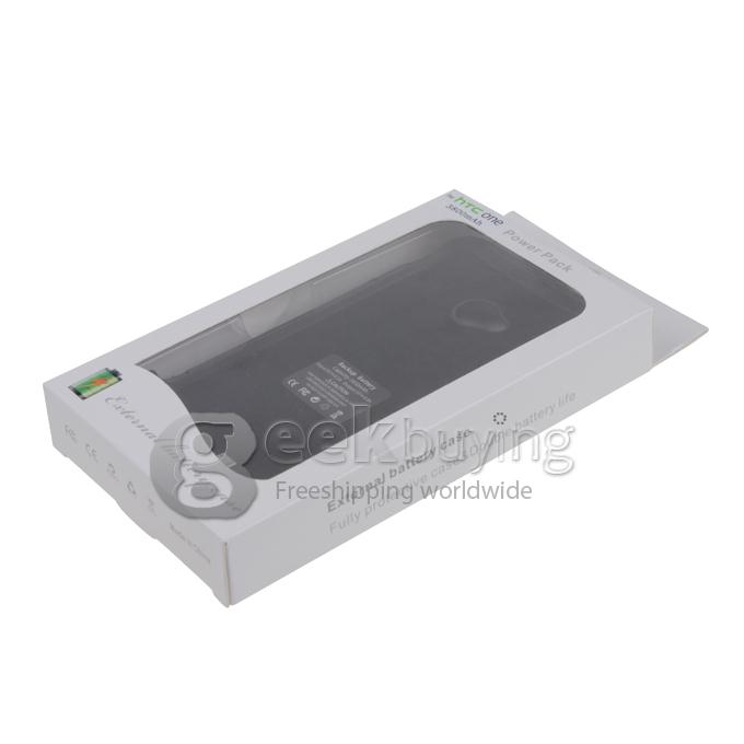 3800mAh External Power Bank Backup Battery Charger Stand Case for HTC One M7 - Black