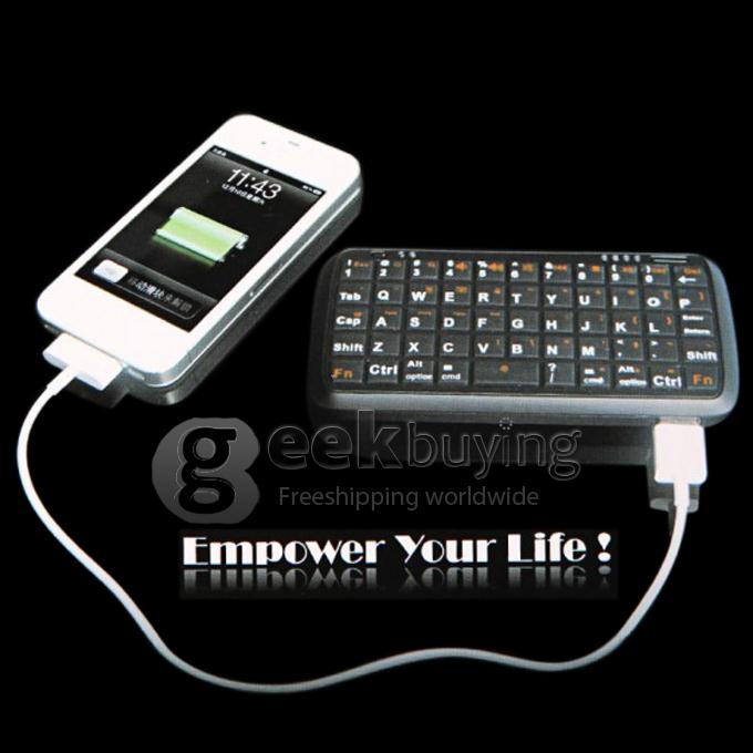 5000mAh Power Bank Charger with Mini Bluetooth Wireless Keyboard for iPad iPhone Tablet - White