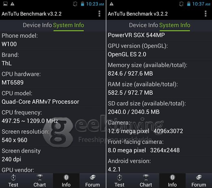 Bundle THL W100 4.5 Inch IPS QHD Capacitive Screen MTK6589 Smart Phone 1GB RAM+4GB ROM + Screen Protector + Cover Case