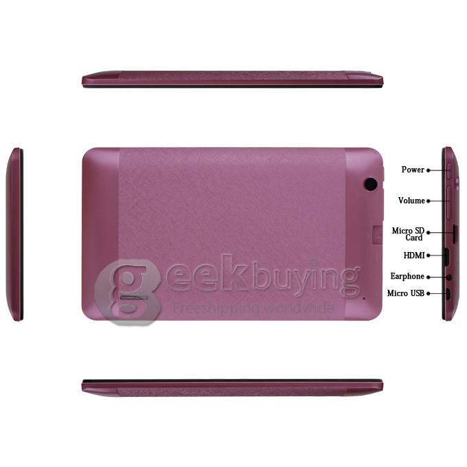 VIA V7 7 inch WM8880 Cortex-A9 Dual Core 1.5GHz Tablet PC Android 4.2 OS 512M/4G Dual Camera 1080P MID - Purple (V7 Series)