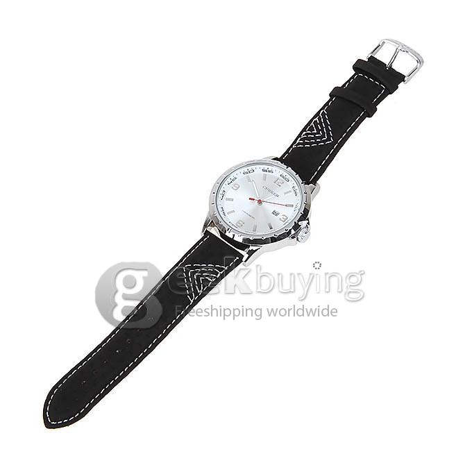 Curren Men's Watch 4 Numbers and Strips Hour Marks with Round Dial Leather Band