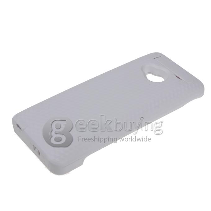 3800mAh External Power Bank Backup Battery Charger Stand Case for HTC One M7 - White 