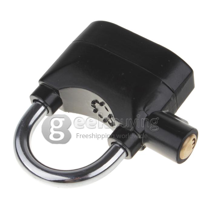 Metal Padlock Electronic Alarm Bike / Motorcycle / Doors Alarm Lock 110db Security Alarm System - Black