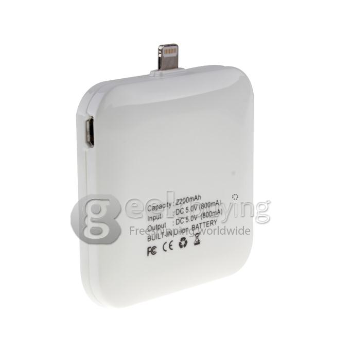 Portable 2200mAh External Battery Portable Charger Power Bank for iPhone 5S 5C 5 / iPad Mini /iPad 4 - White