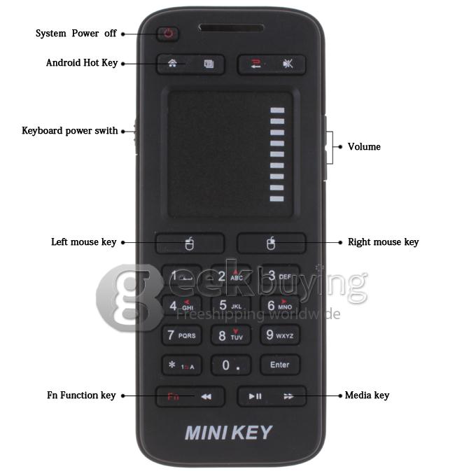 IR-100-RF 2.4G Wireless MINI Keyboard with Number and Touchpad Mouse - Black
