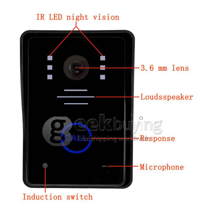 2.4GHz Wireless 7 TFT Doorbell Door Phone Intercom System(Calls, Intercom, Unlock, Monitor, Night Vision) - Black