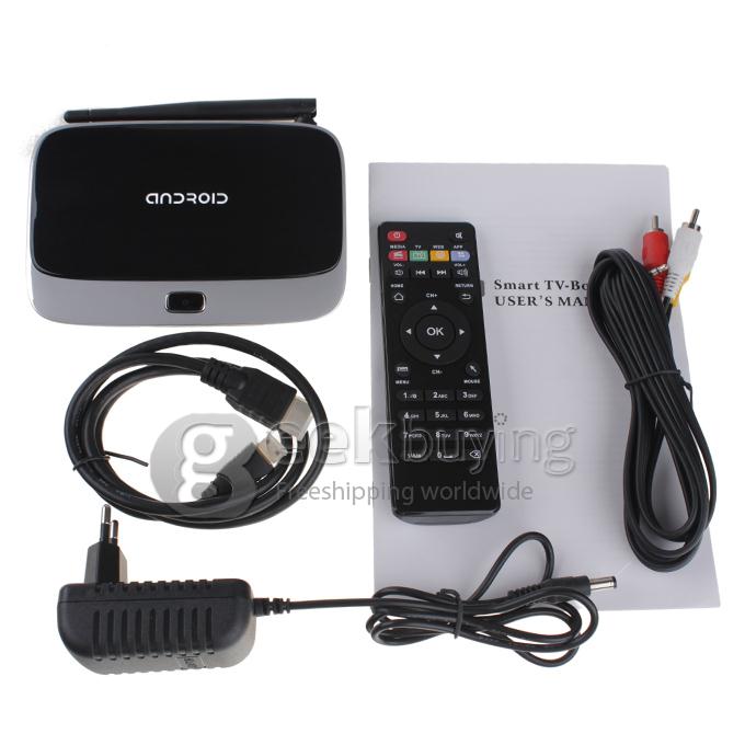 [US Stock]Original T-R42 RK3188T Quad Core Google Android 4.2.2 Cortex-A9 1.4 GHz Mini TV BOX HDMI HDD Player 2G/8G Bluetooth/RJ45 US PLUG - Black