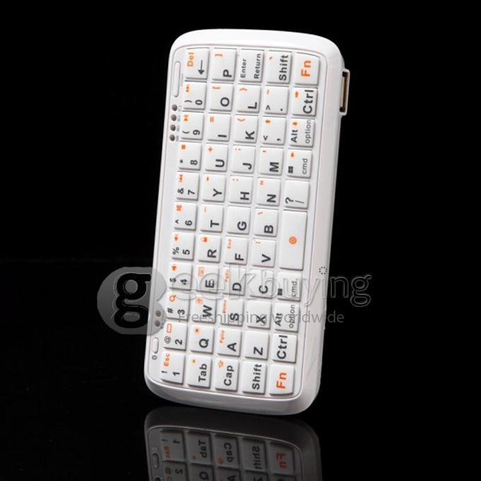5000mAh Power Bank Charger with Mini Bluetooth Wireless Keyboard for iPad iPhone Tablet - White