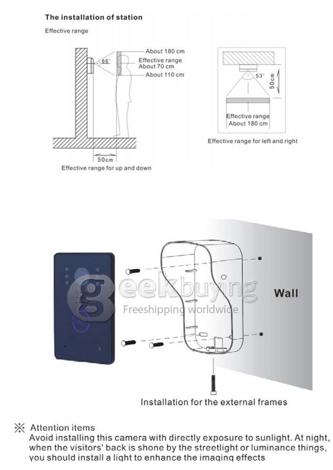 2.4GHz Wireless 7 TFT Doorbell Door Phone Intercom System(Calls, Intercom, Unlock, Monitor, Night Vision) - Black