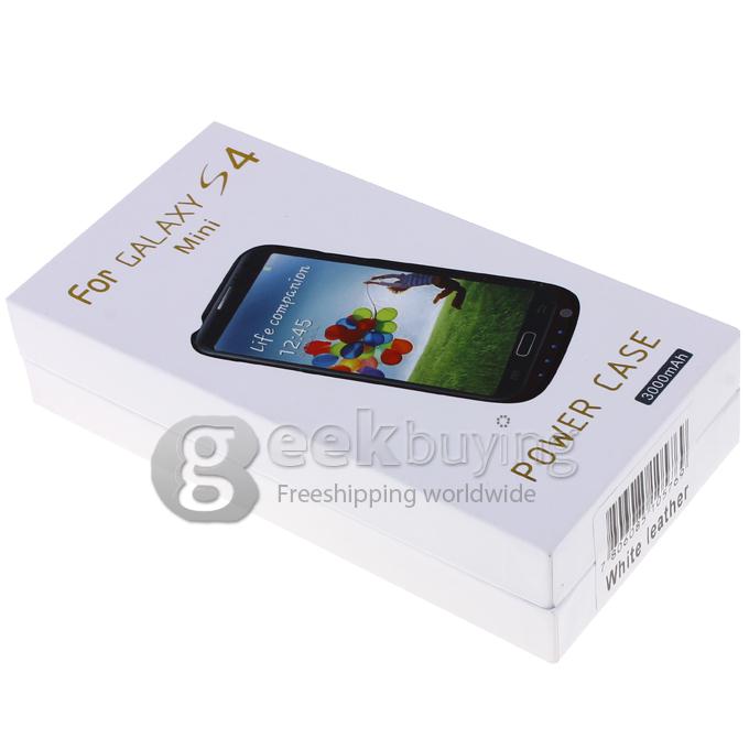 3000mAh Backup Battery Charger with Flip Case for Samsung Galaxy S4 Mini - White