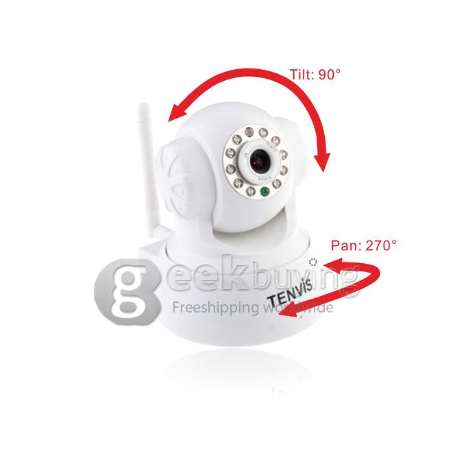 Tenvis JPT3815W Wireless IP Camera with 300K Pixels 10 IR LEDs Two-Way Audio Night Vision Motion Detection - White