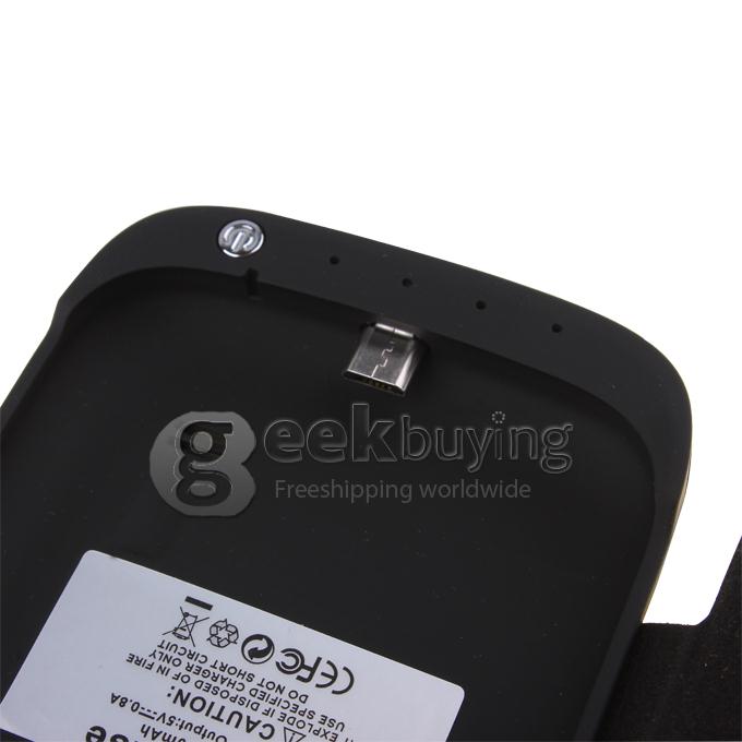 3000mAh Backup Battery Charger with Flip Case for Samsung Galaxy S4 Mini - Black