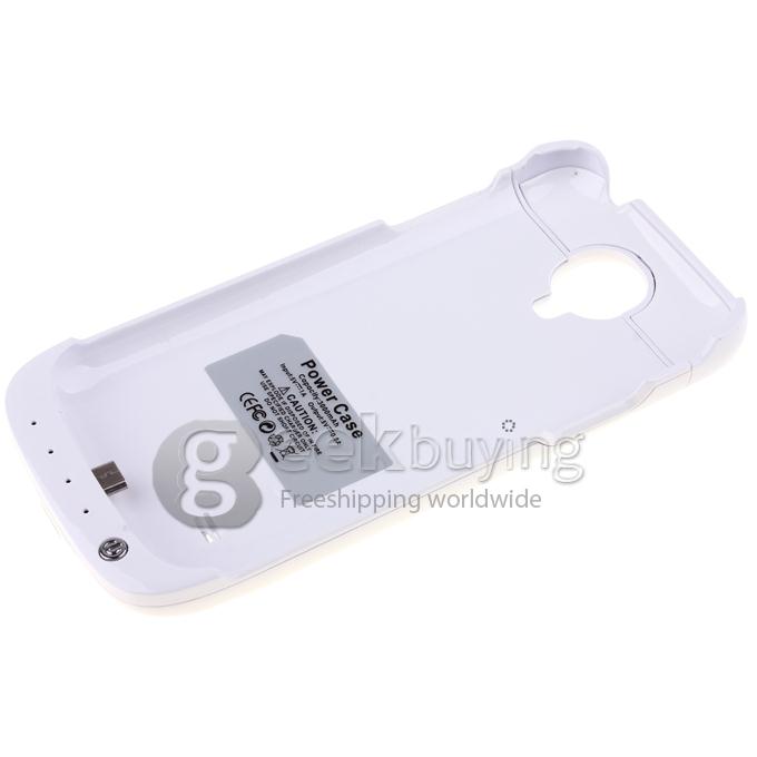 3000mAh Backup Battery Charger Case Cover for Samsung Galaxy S4 Mini - White