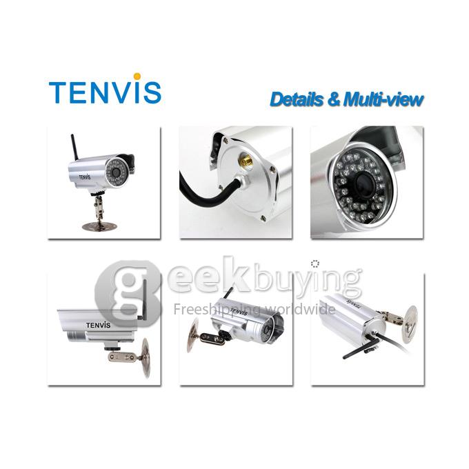 TENVIS IP602W 640x480 Wireless Outdoor Remote Surveillance Cameras W/ 30-IR LED Night Vision - Silver