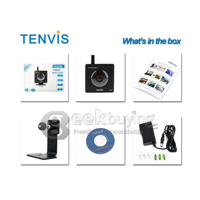 Tenvis Mini 319W 21IR LEDs Wireless Security IP Camera with Two-Way Audio, Night Vision, Motion Detection - Black