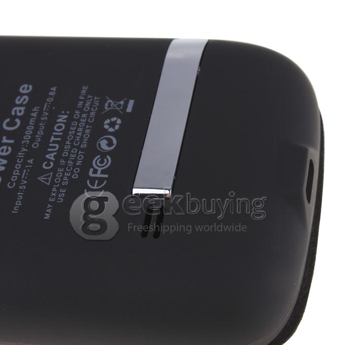 3000mAh Backup Battery Charger with Flip Case for Samsung Galaxy S4 Mini - Black