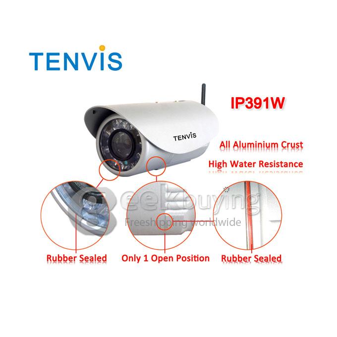 Tenvis IP391W Outdoor Waterproof Wireless IP Camera with 300K Pixels 18 IR LEDs Night Vision Motion Detection(Silver)