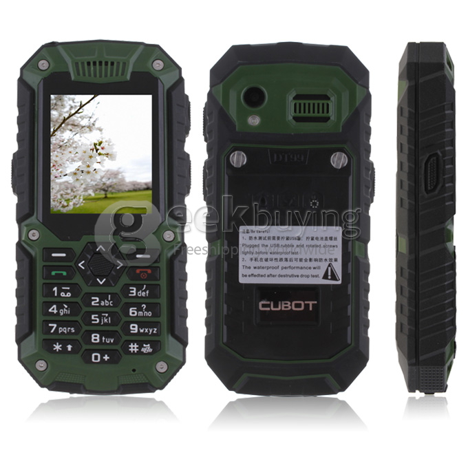 CUBOT DT99 2.2 Inch Waterproof Dustproof Shockproof Dual SIM Card Interphone with Bluetooth FM Camera-Green