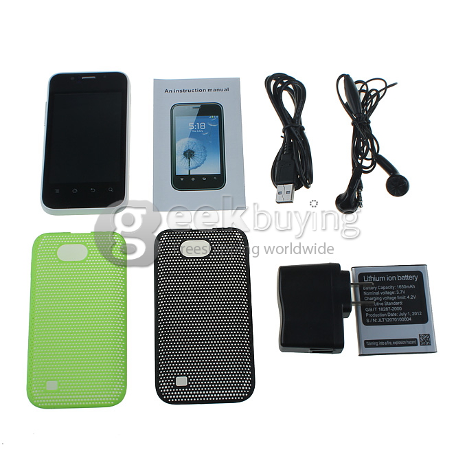 3.5 inch Smartphone Cubot C7 MTK6515 1GHz CPU Dual SIM Android 2.3 Quad Band Dual Camera 2.0MP white with 2pcs Free Case