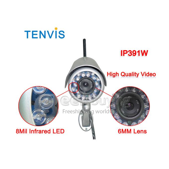 Tenvis IP391W Outdoor Waterproof Wireless IP Camera with 300K Pixels 18 IR LEDs Night Vision Motion Detection(Silver)