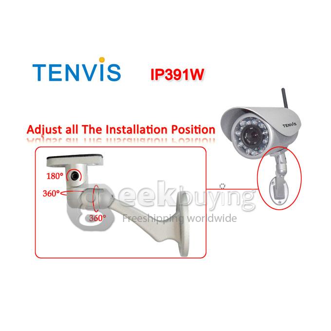 Tenvis IP391W Outdoor Waterproof Wireless IP Camera with 300K Pixels 18 IR LEDs Night Vision Motion Detection(Silver)