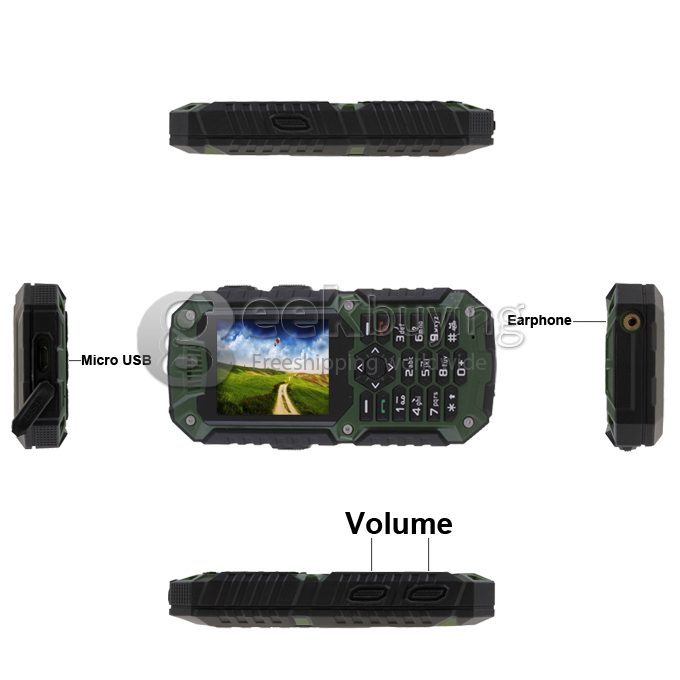 CUBOT DT99 2.2 Inch Waterproof Dustproof Shockproof Dual SIM Card Interphone with Bluetooth FM Camera-Green