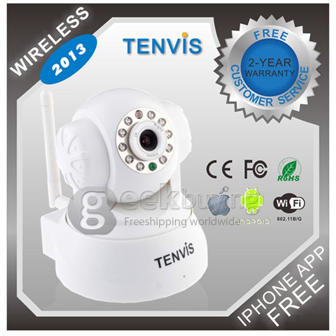 Tenvis JPT3815W Wireless IP Camera with 300K Pixels 10 IR LEDs Two-Way Audio Night Vision Motion Detection - White