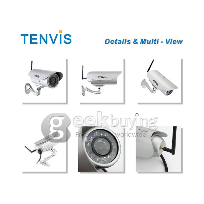 Tenvis IP391W Outdoor Waterproof Wireless IP Camera with 300K Pixels 18 IR LEDs Night Vision Motion Detection(Silver)