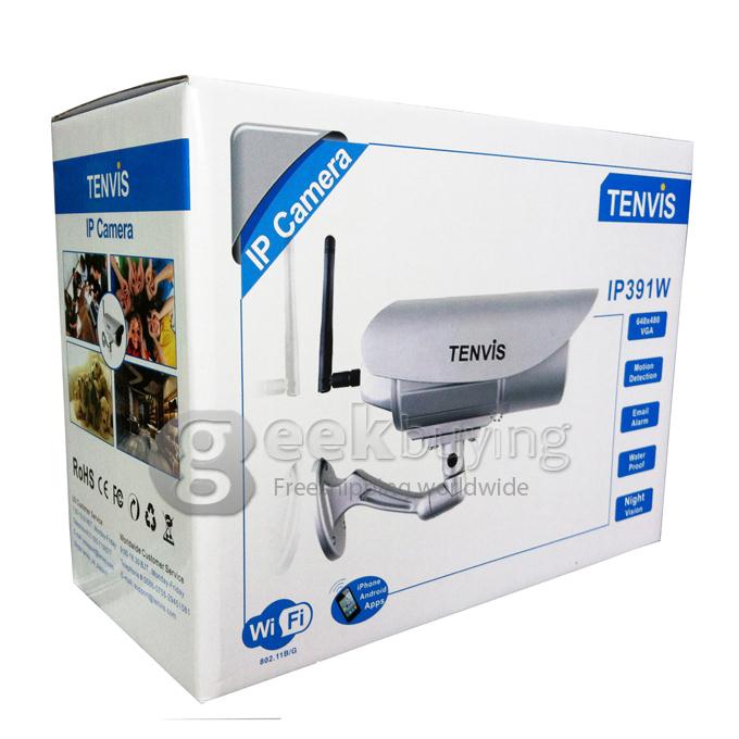 Tenvis IP391W Outdoor Waterproof Wireless IP Camera with 300K Pixels 18 IR LEDs Night Vision Motion Detection(Silver)