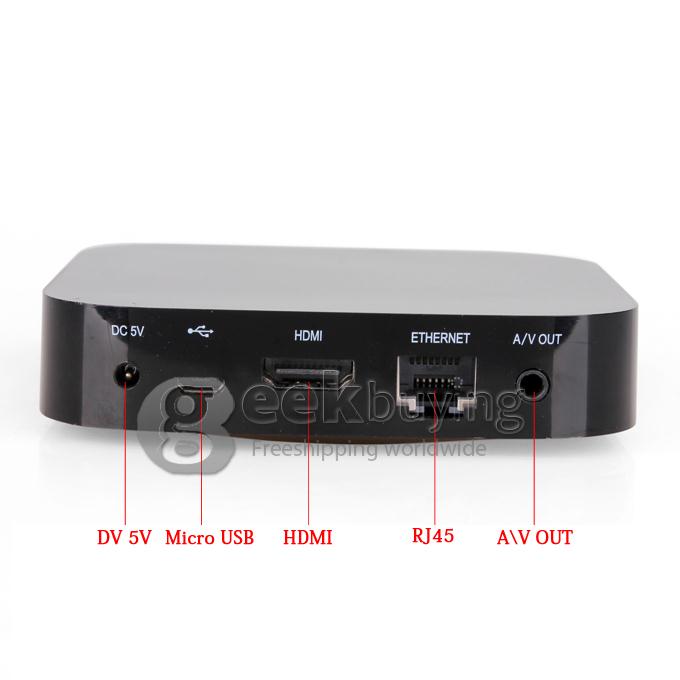 CX-921 Rockchip Quad Core Android 4.2.2 OS RK3188T Cortex A9 1.4 GHz Mini TV BOX 2G/8G AV Output Built-in MIC Black