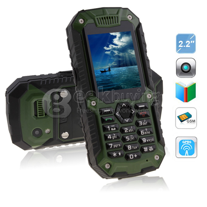 CUBOT DT99 2.2 Inch Waterproof Dustproof Shockproof Dual SIM Card Interphone with Bluetooth FM Camera-Green