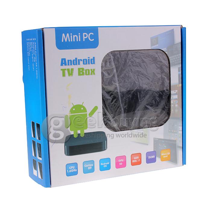 CX-921 Rockchip Quad Core Android 4.2.2 OS RK3188T Cortex A9 1.4 GHz Mini TV BOX 2G/8G AV Output Built-in MIC Black