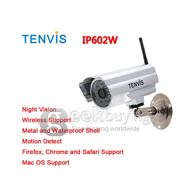 TENVIS IP602W 640x480 Wireless Outdoor Remote Surveillance Cameras W/ 30-IR LED Night Vision - Silver