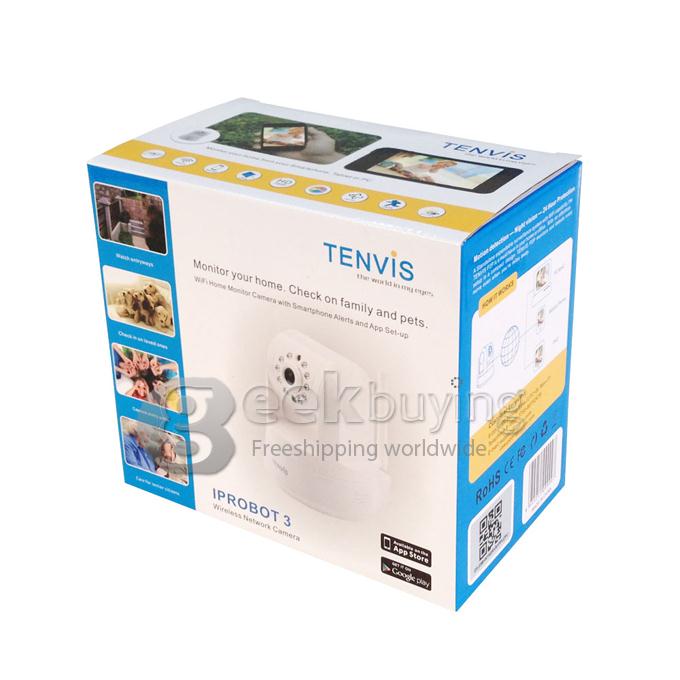 Tenvis IP ROBOT3 Wireless WIFI IP Camera (1.0MP CMOS, H.264,IR-CUT, Night Vision, 5X Digital Zoom Two-Way Audio) - White
