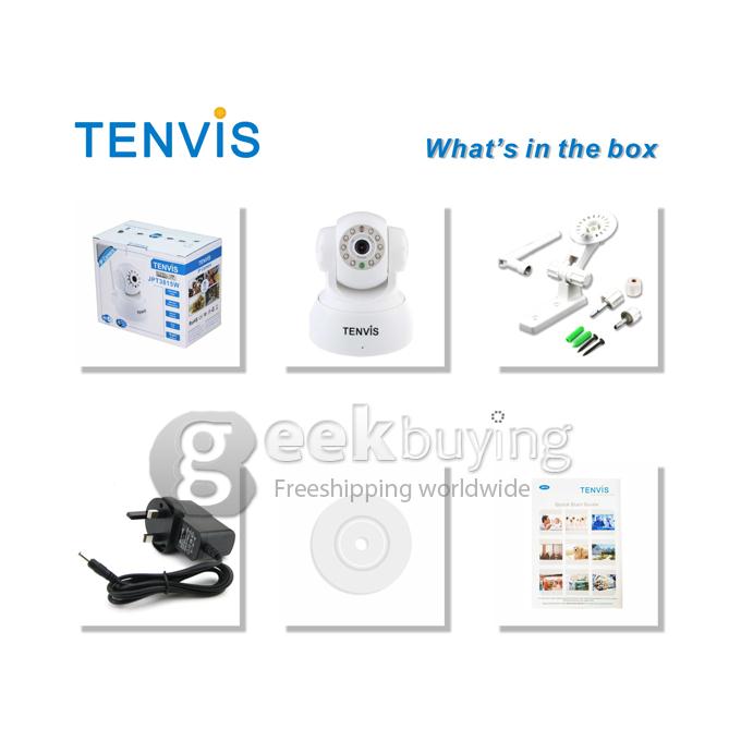 Tenvis JPT3815W Wireless IP Camera with 300K Pixels 10 IR LEDs Two-Way Audio Night Vision Motion Detection - White