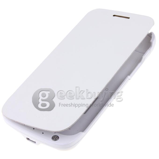3000mAh Backup Battery Charger with Flip Case for Samsung Galaxy S4 Mini - White