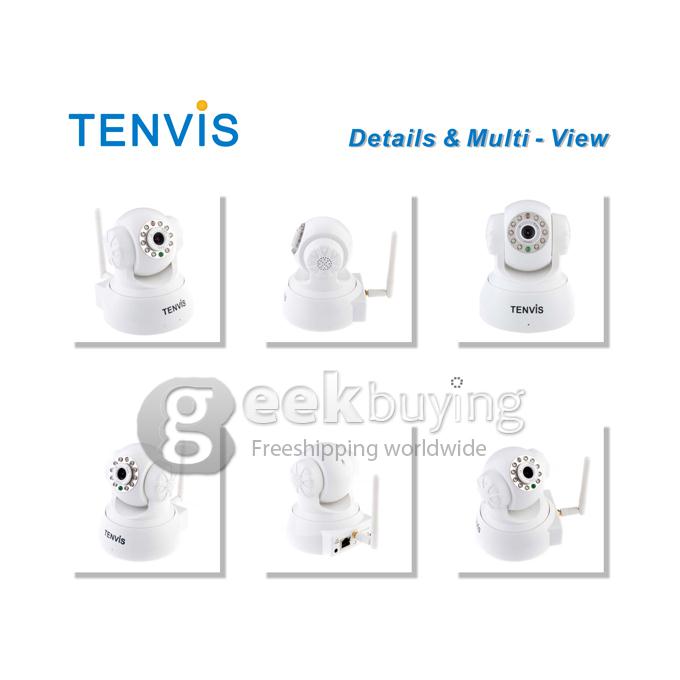 Tenvis JPT3815W Wireless IP Camera with 300K Pixels 10 IR LEDs Two-Way Audio Night Vision Motion Detection - White