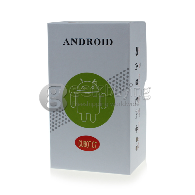 3.5 inch Smartphone Cubot C7 MTK6515 1GHz CPU Dual SIM Android 2.3 Quad Band Dual Camera 2.0MP white with 2pcs Free Case