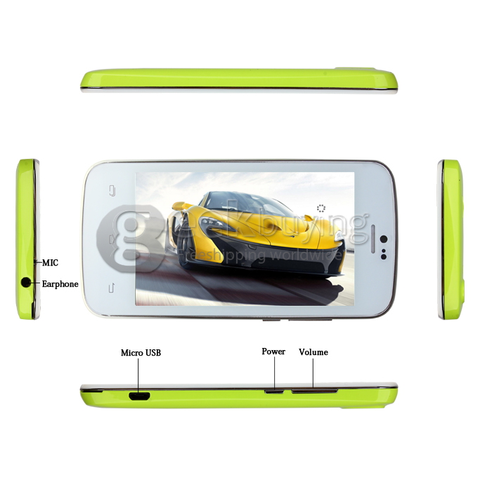 Doogee DG100 4.0inch WVGA Capacitive Screen MTK6572W Dual Core Smartphone 4GB ROM 5.0MP Camera Android 4.2 OS 3G/GPS-Green