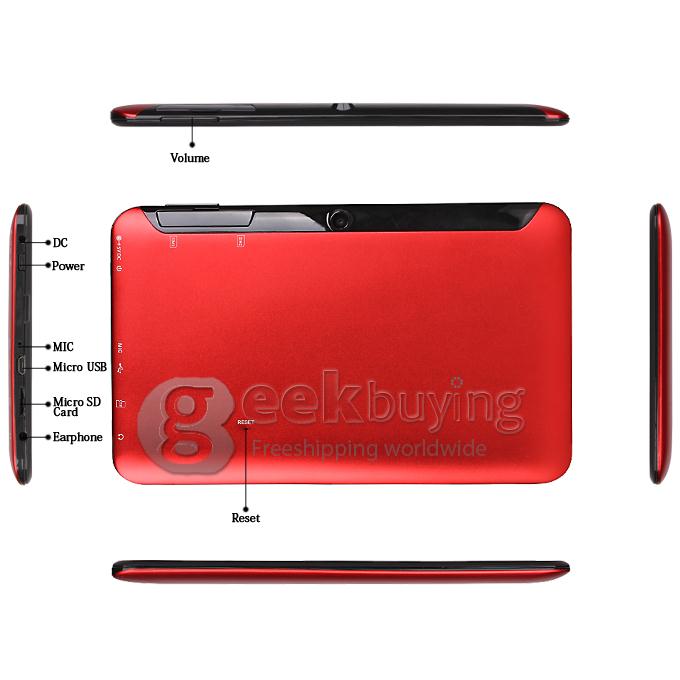GB97 MTK8377 1.2GHz 7 inch Tablet PC Android 4.1 Dual Core Capacitive Touch Screen 1024*600 1G/8G - Red