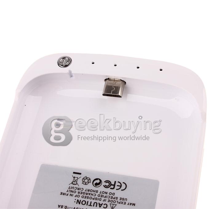3000mAh Backup Battery Charger Case Cover for Samsung Galaxy S4 Mini - White