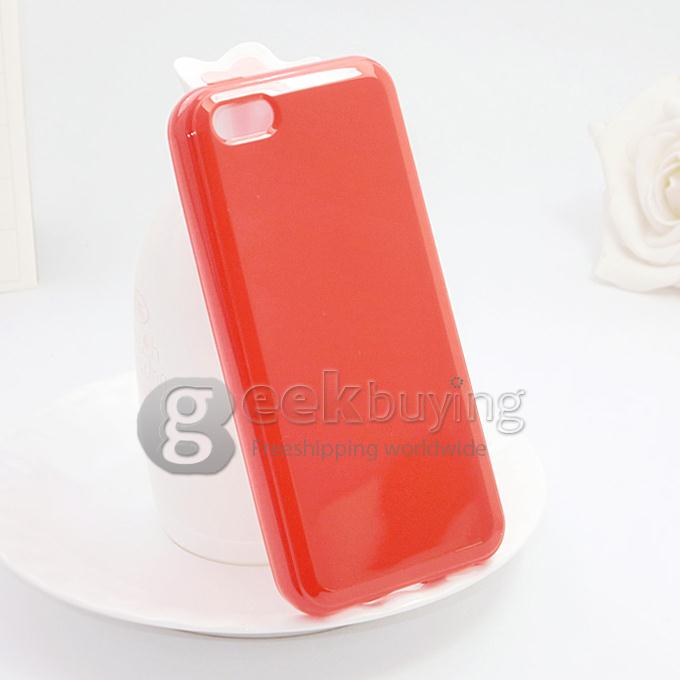 Simple Glossy Soft Silicone Rubber TPU Skin Back Cover Case for iPhone 5C - Red