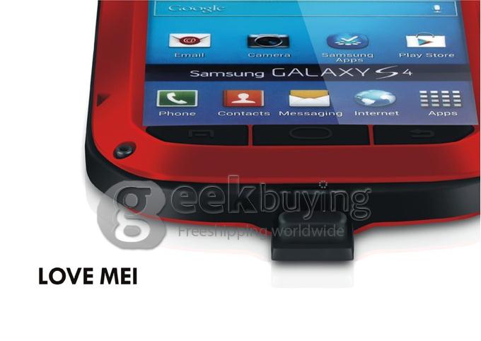 LOVE MEI Weather/Dirt/Shockproof Protect Case for Samsung Galaxy S4 IV i9500 - Red