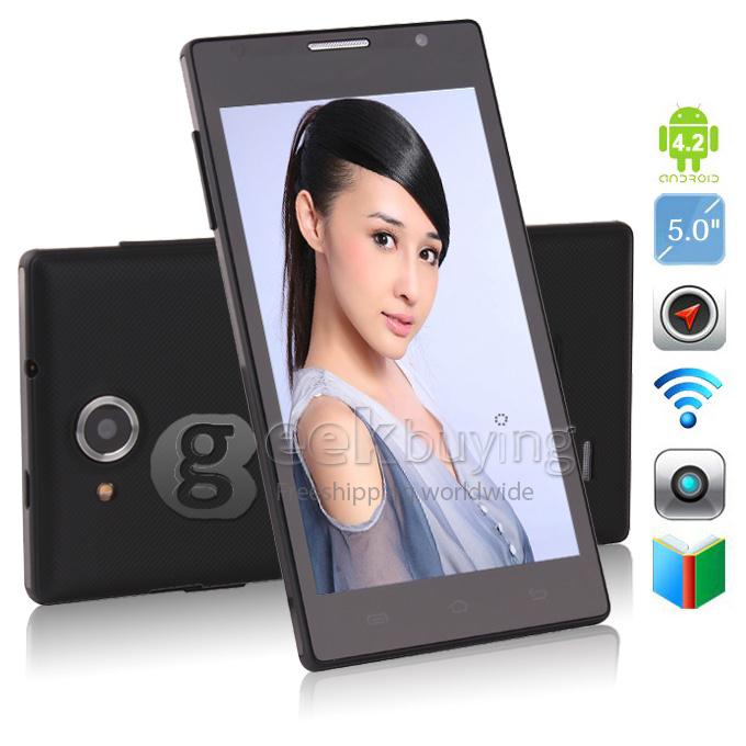CUBOT C11 5.0Inch IPS Capacitive Screen MTK6572 Dual Core 1.2GHz Smart Phone 512MB+4G Android 4.2 OS Bluetooth/WiFi - Black