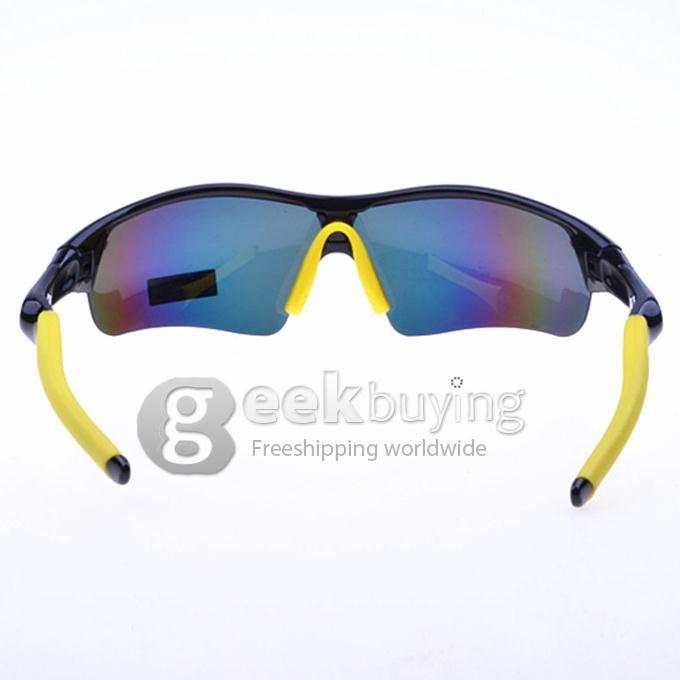 9359 Black + Yellow TR90 Half Frame Polarized Lens Sports Sunglasses - Red REVO