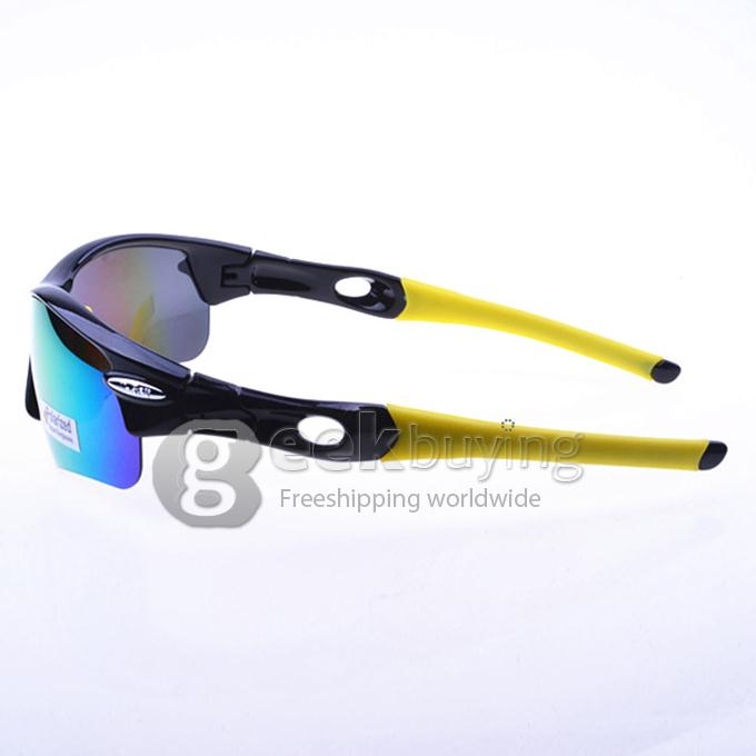 9359 Black + Yellow TR90 Half Frame Polarized Lens Sports Sunglasses - Red REVO